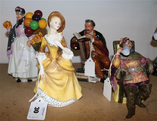 Four Royal Doulton figures, HN2162, HN2281, HN2275, HN1843(-)